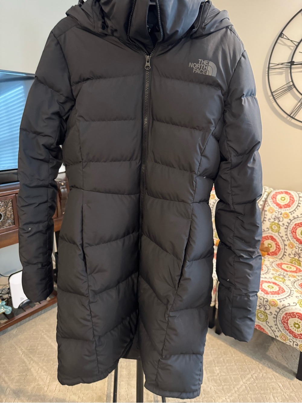 The North Face Women’s Black Long Hooded Puffer Coat